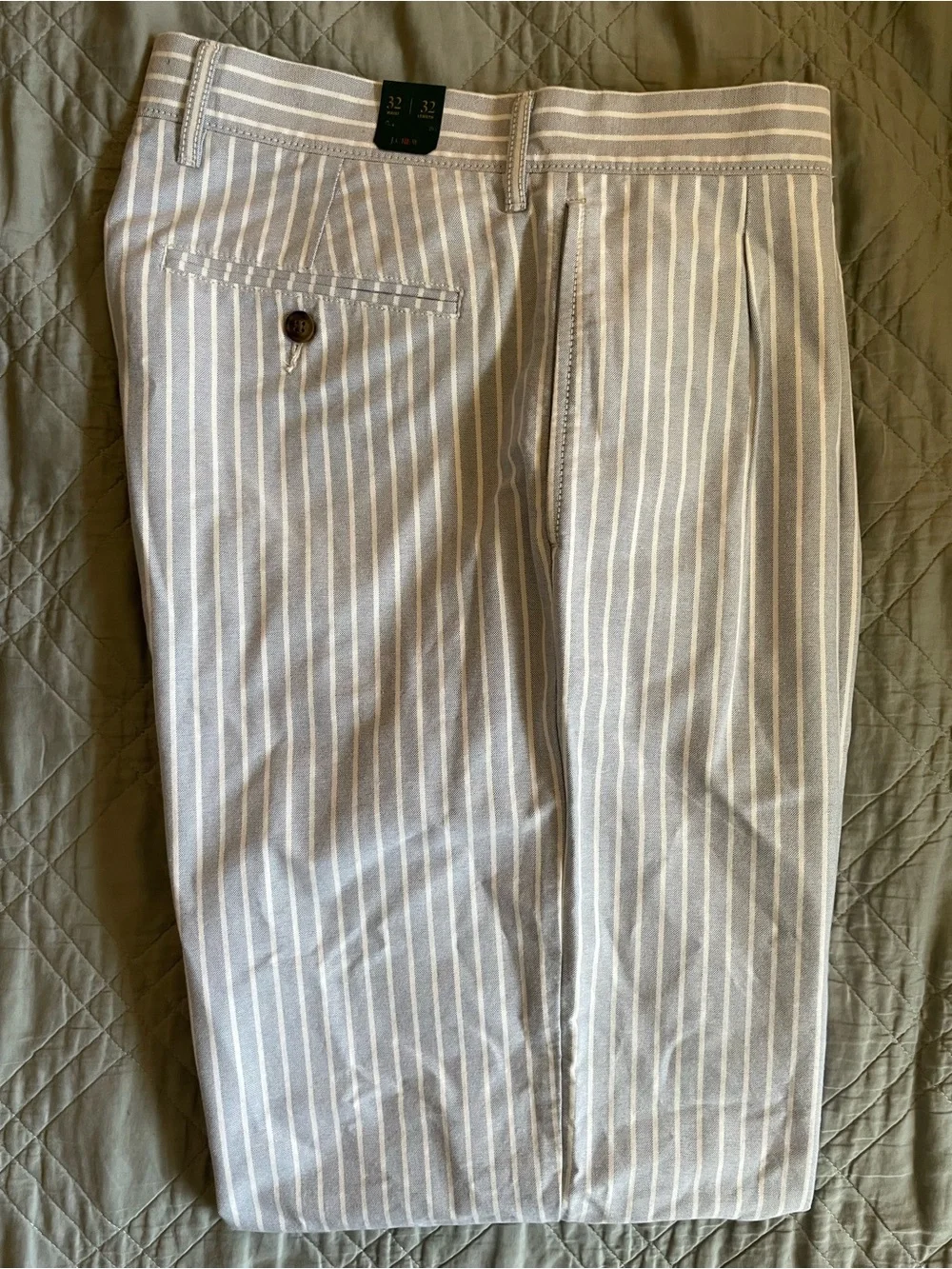 J. CREW Relaxed-fit double-pleated oxford chino pant in stripe 32/32 $138 CT830